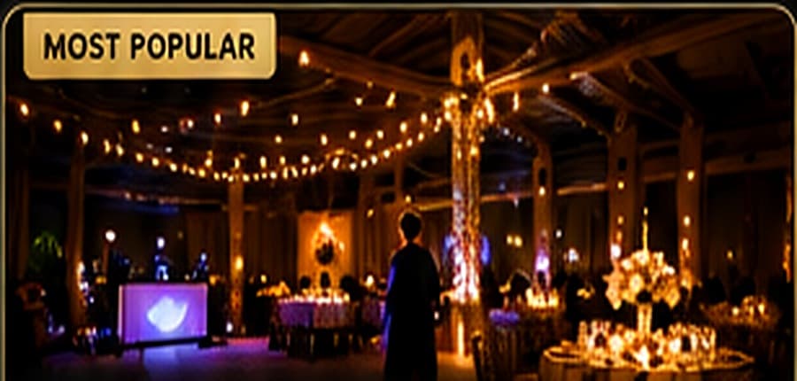 Intimate event sound and lighting setup